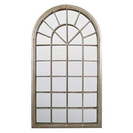 MirrorOutlet GMA011 Large New Rustic Multi Panelled Arched Window Garden Outdoor Mirror 4ft3 x 2ft6, Sandstone