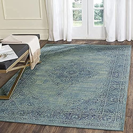 SAFAVIEH Traditional Rug for Living Room, Dining Room, Bedroom - Vintage Collection, Short Pile, in Turquoise and Multi, 183 X 183 cm