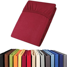aqua-textil Jersey Fitted Sheet, 180 x 200 - 200 x 200 cm Viana Fitted Sheet, 100% Cotton, Bed Sheet, 0011883, Burgundy Red
