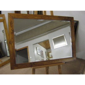 "NEW LARGE FLAT MODERN 3"" SOLID PINE MEDIUM OAK STAINED WALL OVERMANTLE MIRRORS - VARIOUS Bevel Mirror Glass, 29” x 29” (74cm x 74cm)"