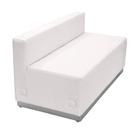 Flash Furniture HERCULES Alon Series Melrose White Leather Loveseat with Brushed Stainless Steel Base