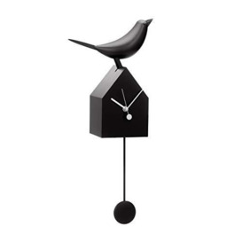 Torre & Tagus Mid Century Modern House Wall and Shelf Decor Gift for Bird Lovers, Metal Plastic, Black, 10.5x21.5x4.25