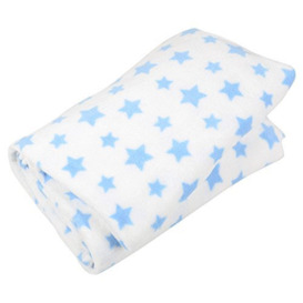 Micro-Pro White With Blue Stars Coral Fleece Blanket Home Sofa Bed Fleece Throw 150x200cm