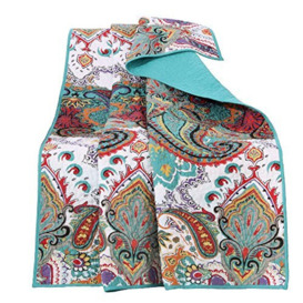 Greenland Home Nirvana 100% Cotton Quilted Throw Blanket, Teal