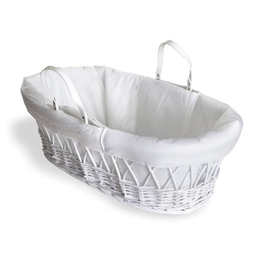 Clair de Lune - Quilted Liner for Moses Baskets - Padded dressing for Palm and Wicker Moses Baskets - Universal one size fits all - Keep Your Baby Protected - White