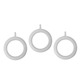 Merriway BH03067 (10 Pcs) White Plastic Curtain Pole Rod Rings with Fixed Eye, Inner Diameter 28 mm (1.1/8 Inch) Outer Diameter 40 mm (1.1/2 Inch) - Pack of 10 Pieces