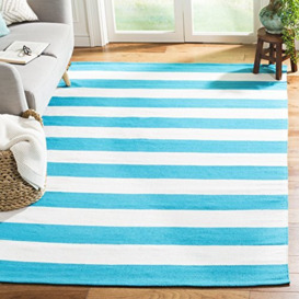 SAFAVIEH Modern Rug for Living Room, Dining Room, Bedroom - Montauk Collection, Short Pile, in Turquoise and Ivory, 122 X 183 cm