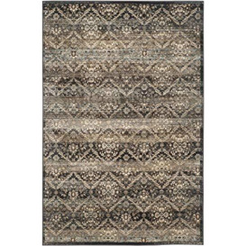 SAFAVIEH Traditional Rug for Living Room, Dining Room, Bedroom - Vintage Collection, Short Pile, in Black and Light Blue, 155 X 231 cm