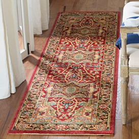 SAFAVIEH Traditional Rug for Living Room, Dining Room, Bedroom - Mahal Collection, Short Pile, in Natural and Navy, 66 X 244 cm