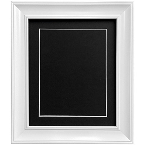 Scandi Vintage White Picture Photo frame with Black Mount and