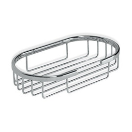 TATAY Krom oval basket, small format, functional design, with front opening, made of chromed brass and stainless steel.