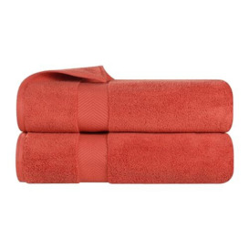 Superior Collection 100% Zero Twist Cotton Super Soft and Absorbent Bath Towel Set, Brick (Set of 2)