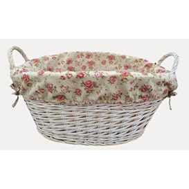 White Finish Garden Rose Lined Wash Basket
