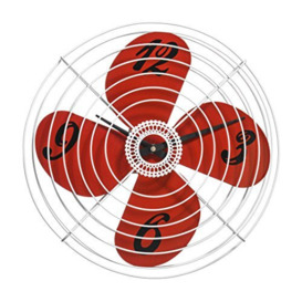 Premier Housewares Retro Fan Wall Clock, Red