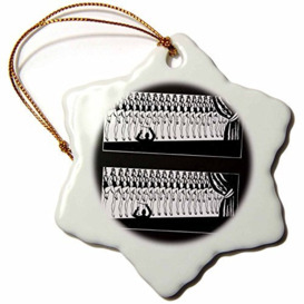 3dRose Print of Chorus Line in Black and White Snowflake Ornament, Porcelain, Multi-Colour, 3-Inch