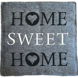 Emma Barclay Home Sweet Home Jacquard Cushion Cover in Silver - 17x17 (43x43cm)