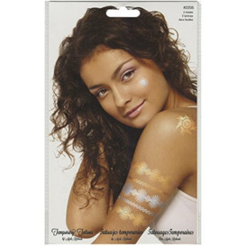 Mark Richards Temporary Tattoos Gold and Silver 5.5 x 8-inch 2 Sheets/Pkg-Sun Bursts, Other, Multicoloured, 0.25 x 14.6 x 22.86 cm