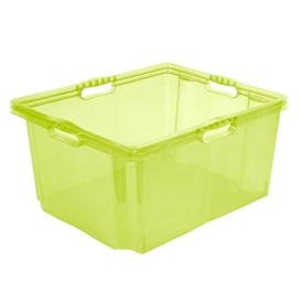 Keeeper Multi-Purpose Storage Box with Integrated Handles, PP, Transparent Green, XXL (44 L)