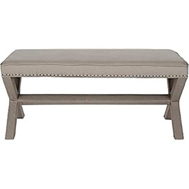 SAFAVIEH Upholstered Ottoman, in Taupe, 105 X 55 X 50