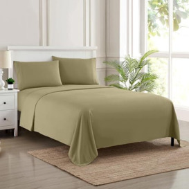 Sweet Home Collection Luxury Bedding Set with Flat, Fitted Sheet, 2 Pillow Cases, Microfiber, Sage, Twin