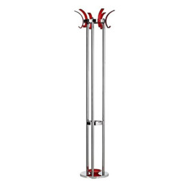 Alco 2872-12 Coat Rack Metal with 6 Translucent Hooks and Drip Tray Red