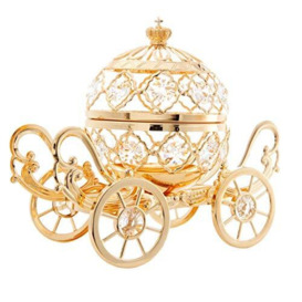Matashi 24K Gold Plated Crystal Studded Large Cinderella Pumpkin Coach Ornament Tabletop Showpiece Centerpiece for Living Room Bedroom Gift for Christmas Valentine's Day Mother's Day Birthday