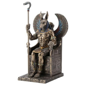 Veronese Design Bronze Finished Egyptian God Anubis on Throne Statue