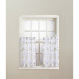 "No. 918 Eve's Garden Semi-Sheer Rod Pocket Kitchen Curtain Tier Pair, 54"" x 36"", White"