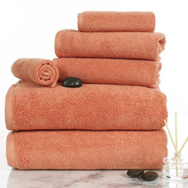 Lavish Home 100 Percent Cotton Towel Set, Zero Twist, Soft and Absorbent 6 Piece Set With 2 Bath Towels, 2 Hand Towels and 2 Washcloths (Brick)