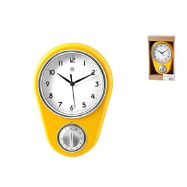 H&H Vaniglia Wall Clock, Plastic, Yellow/White