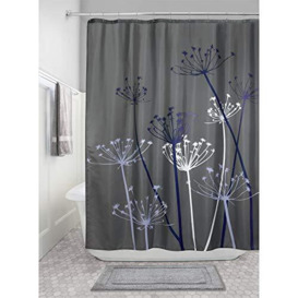 iDesign 37229EU Thistle Shower Curtain, High Bathtub Curtain, Made of Polyester, Grey/Purple, 183 x 183 cm