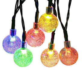 Cmyk Solar Operated 30 LED String Light with Crystal Ball Covers, Ambiance Lighting, Great for Outdoor Use in Patio, Pathway, Garden, Indoor Use in Party, Bedroom Decor