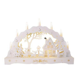 The Christmas Workshop 88200 Wooden Illuminated Candle Bridge / 7 Warm White Candles/Indoor Christmas Decoration/Battery Operated / 43cm x 28cm x 8cm