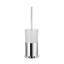 Smedbo Toilet Brush Free Standing, Polished Chrome FK311 Outline Frosted Glass, Silver, 11.4 x 11.8 x 32.4 cm