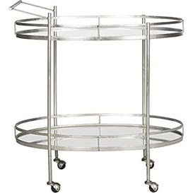 SAFAVIEH Glam 2 Tier Bar Cart, in Silver and Mirror, 48 X 76 X 85.34