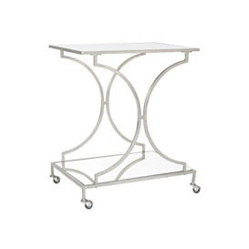 SAFAVIEH Glam 2 Tier Bar Cart, in Silver and Mirror, 49 X 66 X 78.99