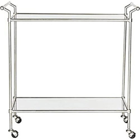 SAFAVIEH Modern 2 Tier Bar Cart, in Silver and Mirror, 78 X 45 X 76.2