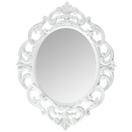 Kole Imports Oval Vintage Wall Mirror, White, 11.5 x 15 Inch