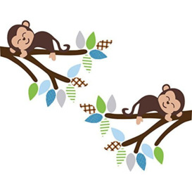 Mirrorin Sleeping Monkeys On Branches Wall Sticker, vinyl