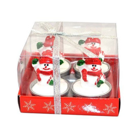 4 Snowman Christmas Party Decorations Tea Lights Candles Xmas Home Decor Gifts