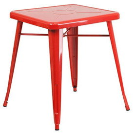 "Flash Furniture Commercial Grade 23.75"" Square Metal Indoor-Outdoor Table, Red"