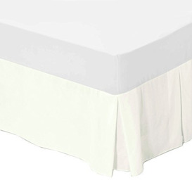 "The House Of Emily Cream Small Double Bed Size (4FT Wide) Box Pleated Base Platform Valance with 16"" Drop"