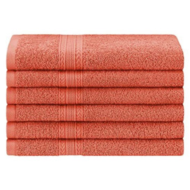 Superior Eco-Friendly Hand Towel Set, Cotton, Coral, 40.6 x 76.2 cm, 6-Piece