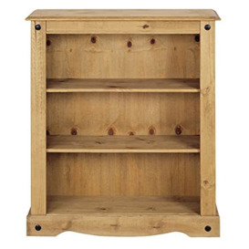Corona Small Low Bookcase, Mexican Solid Pine Wood