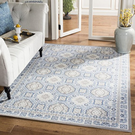 SAFAVIEH Traditional Rug for Living Room, Dining Room, Bedroom - Patina Collection, Short Pile, in Light Grey and Ivory, 91 X 152 cm