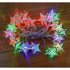 Shatchi 4.3m Battery Operated Silver Moroccan Star 20 Multicolour LED Fairy String Light Christmas Decorations