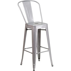 Flash Furniture Metal Colorful Restaurant Barstool, Galvanized Steel, Plastic, Silver, 4 Pack