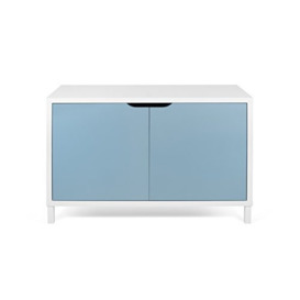 TemaHome Basics Sideboard, Wood, White with Blue Doors, 104x40x70 cm