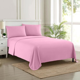 Sweet Home Collection Luxury Bedding Set with Flat, Fitted Sheet, 2 Pillow Cases, Microfiber, Pink, Twin