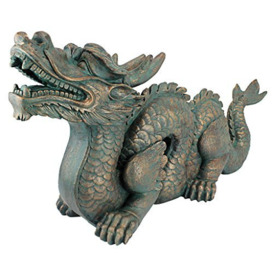 Design Toscano Asian Dragon of the Great Wall Garden Statue, Large, 75 cm, Polyresin, Bronze Verdigris Finish